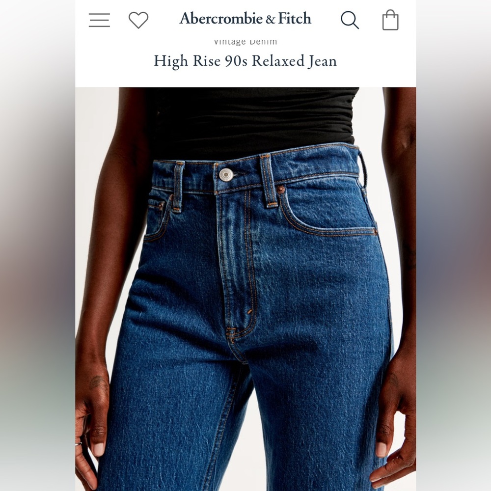 NWOT Abercrombie & Fitch 90s High Rise Loose dark wash 2L